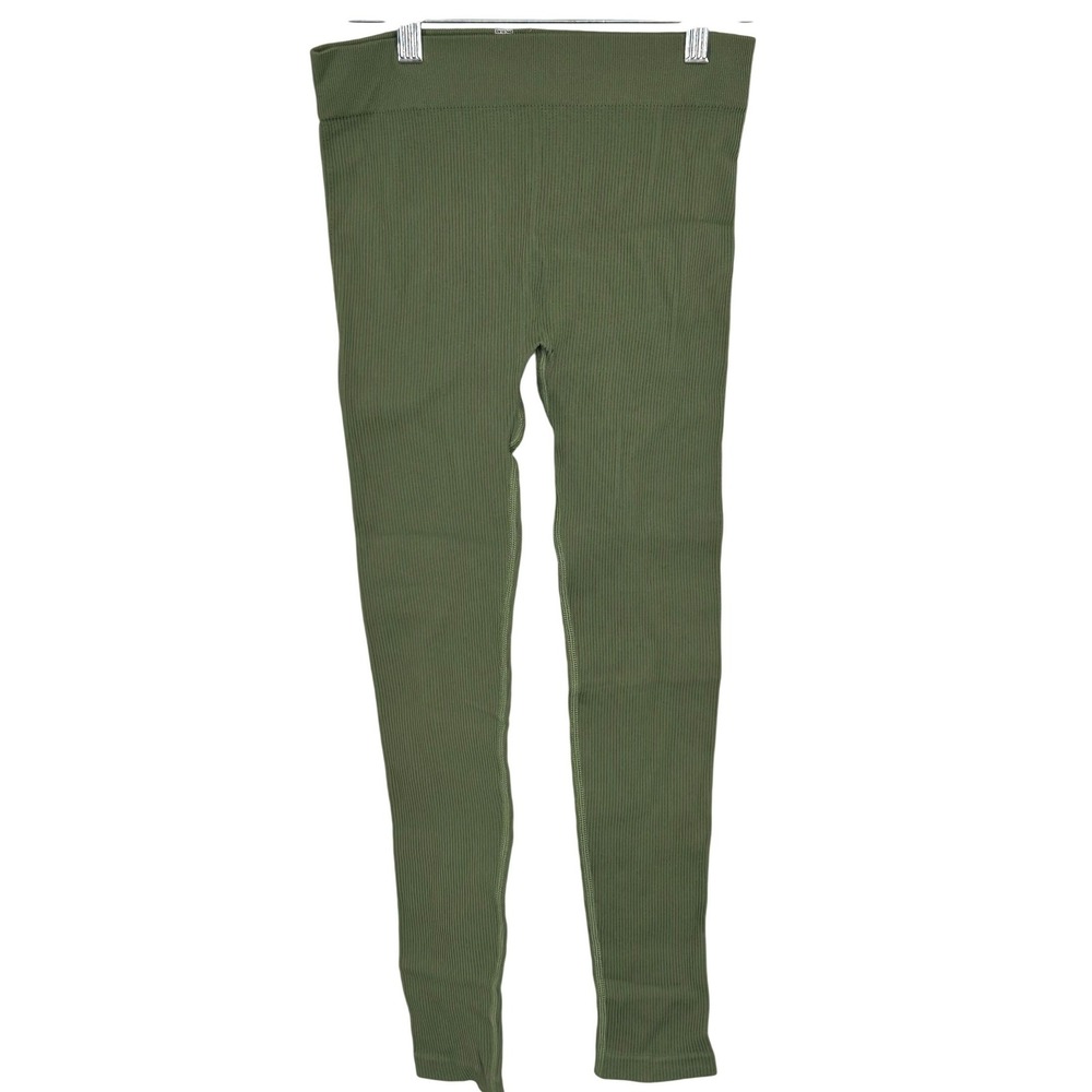 PrettyLittleThing Maternity Contour Ribbed Leggings Olive Green Women's S/M NWT